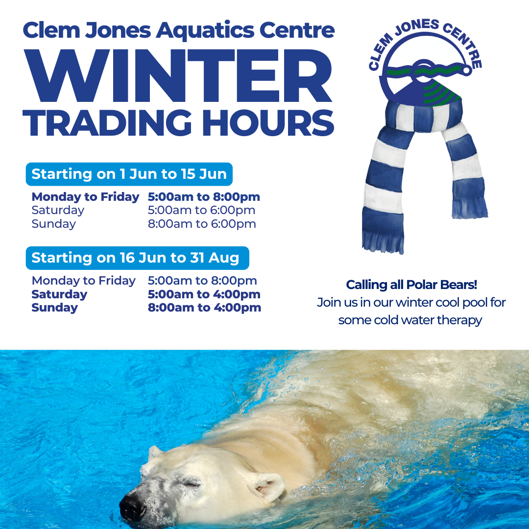Winter Trading Hours for Aquatics Centre from 1st June